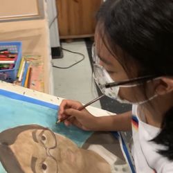Arts in Action Visual Art Program - 11 year old's precisely executed self portrait in watercolor!