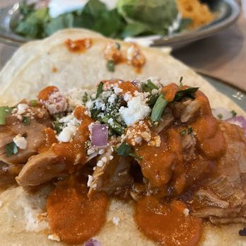 Yo Mommas Cantina - Close up of chicken tinga taco and side! - Mexican Near Me - Aurora, Colorado