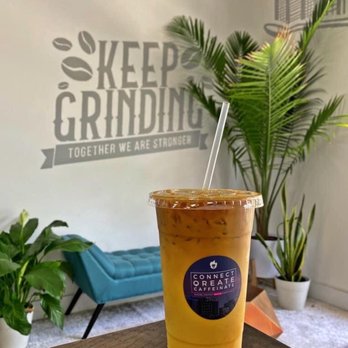 Qreate Coffee + Studio - The Golden Latte (Honey Infused Tumeric over Espresso) - Coffee & Tea Near Me - Orlando, Florida Qreate Coffee + Studio - The Golden Latte (Honey Infused Tumeric over Espresso) - Coffee & Tea Near Me - Orlando, Florida