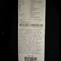 Receipt showing charge back for military discount on even exchange (different color) of Christmas gift. Receipt showing charge back for military discount on even exchange (different color) of Christmas gift.