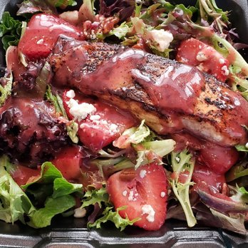 Cotton Patch Cafe - Strawberry Pecan salad with Salmon - American Near Me - Watauga, Texas