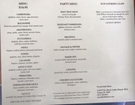 Menu photo 1 Piccola Italia Bistro Tampa, FL