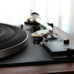 Austin Stereo Service - A closeup view of a phono cartridge. It's generally necessary to replace the entire unit, as sylii or "needles" are not common.