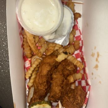 Hattie B's Hot Chicken - Ordered the tenders with Mac n cheese side .. 3 orders. All having French fries. - Southern Near Me - Las Vegas, Nevada Hattie B's Hot Chicken - Ordered the tenders with Mac n cheese side .. 3 orders. All having French fries. - Southern Near Me - Las Vegas, Nevada