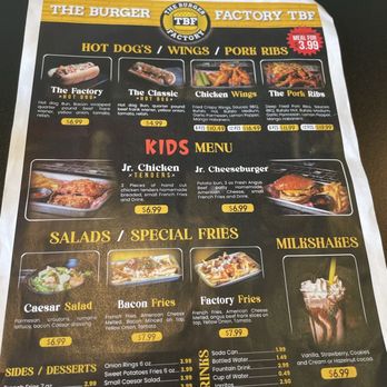 The Burger Factory TBF - Menu - Burgers Near Me - Johns Creek, Georgia
