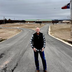 River of Life Church - Pastor David Skinner at the entrance to River of Life Church in Abilene, Texas.