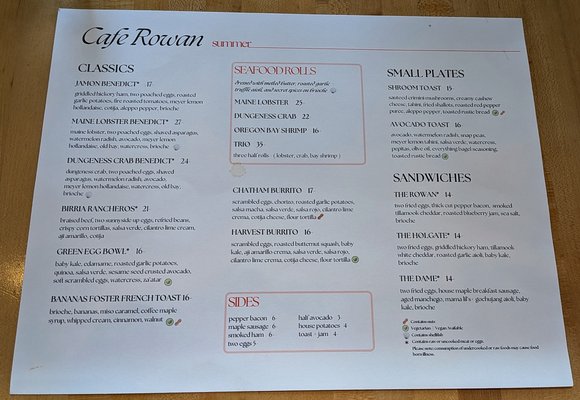 Menu photo 1 Cafe Rowan Portland, OR