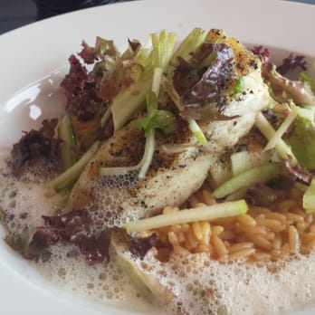 Solsiden - Main halibut, julienned apple and almond salad, lobster risotto - Seafood Near Me - Oslo, 03 Solsiden - Main halibut, julienned apple and almond salad, lobster risotto - Seafood Near Me - Oslo, 03
