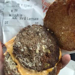 McDonald's - Just finished wiping off the secret sauce off my burger. Still not seeing the lettuce...