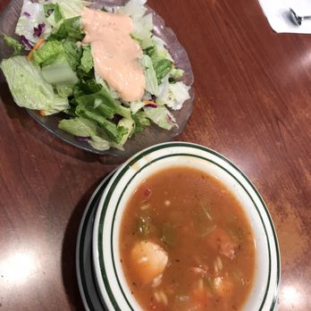 NORMS Restaurant - Side salad with thousand island and sausage and chicken gumbo - Breakfast & Brunch Near Me - Riverside, California