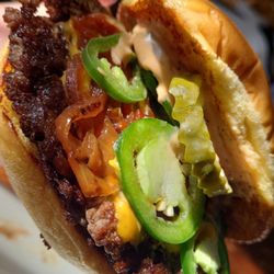 Hotline Burger - HOTLINE BURGER with jalapeños