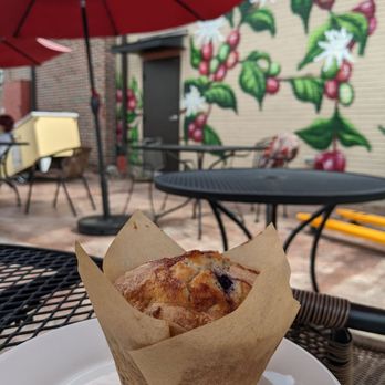 Brighton Coffee House and Theater - Blueberry muffin on the patio - Coffee Roasteries Near Me - Brighton, Michigan Brighton Coffee House and Theater - Blueberry muffin on the patio - Coffee Roasteries Near Me - Brighton, Michigan