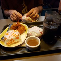 Spicy chicken + yum burger . Late night