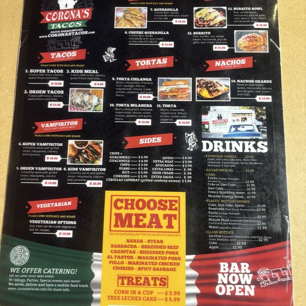 Coronas Taco's - Menu - Tacos Near Me - Rochester, Minnesota Coronas Taco's - Menu - Tacos Near Me - Rochester, Minnesota