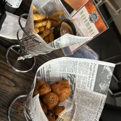 Warehouse Bar + Kitchen - Bar fries and buffalo cauliflower.  Nice and spicy