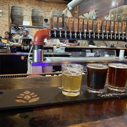 BoomTown Brewery & Woodfire Grill | Hibbing, MN - Flight of locally brewed beer.