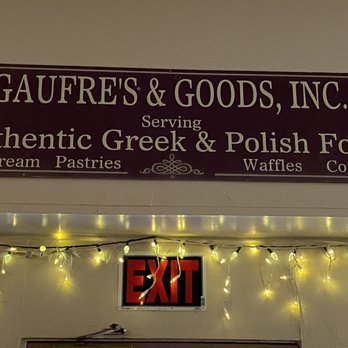 Gaufre's & Goods - a sign above the entrance - Greek Near Me - St. Augustine, Florida