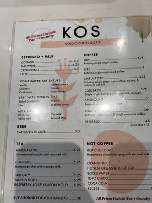 Menu photo 4 KOS Coffee - Maitland Maitland, FL