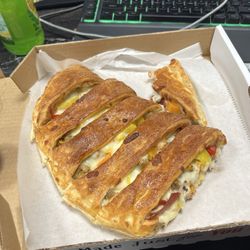 CBJ Pizza and Treats - Meat lovers calzone with peppers added