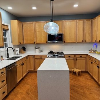 Blue Pearl Granite & Marble - 1. Countertop and Island top replacement and added waterfall. - Countertop Installation Near Me Blue Pearl Granite & Marble - 1. Countertop and Island top replacement and added waterfall. - Countertop Installation Near Me