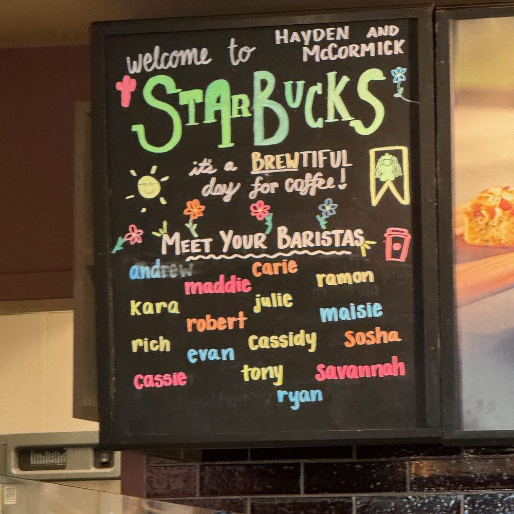 Starbucks - Sign introducing baristas - Coffee & Tea Near Me - Scottsdale, Arizona Starbucks - Sign introducing baristas - Coffee & Tea Near Me - Scottsdale, Arizona