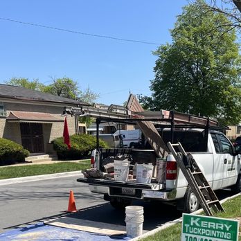 Kerry Tuckpointing - The set up and work truck - Roofing Near Me - Evergreen Park, Illinois