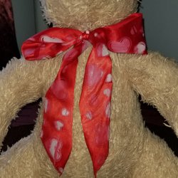 Doll and Teddy Bear Hospital - His freshened up fur feels so soft; brightened up and more colorful too. And that BOW! It's actually a bow again!