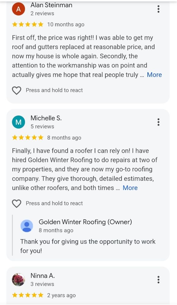 Slide of Golden Winter Roofing