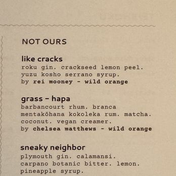 Little Plum - Not Ours Drink Menu - Asian Fusion Near Me - Honolulu, Hawaii