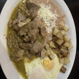 Chile Verde and Eggs Breakfast