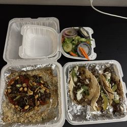 County Seat Restaurant & Lounge - Kung Pao Beef, Elote Street Tacos, Side house salad