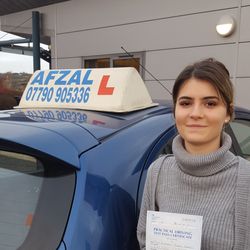 Afzal Driving Lessons - Student having passed her driving test.