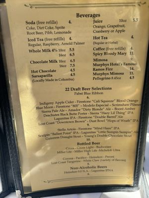 Menu photo 4 Murphy's Hotel Restaurant Murphys, CA