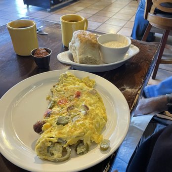 The Horseshoe - Arizona omelette with biscuit and fruit! - Breakfast & Brunch Near Me - Benson, Arizona The Horseshoe - Arizona omelette with biscuit and fruit! - Breakfast & Brunch Near Me - Benson, Arizona