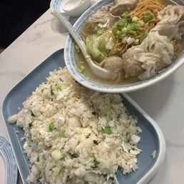 Dried Scallop and Egg White Fried Rice, Wonton Noodle Soup Dried Scallop and Egg White Fried Rice, Wonton Noodle Soup