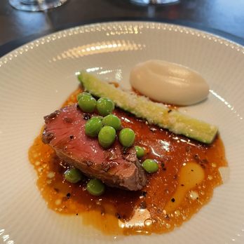 Atera - Lamb with sweet peas and zucchini - New American Near Me - New York, New York Atera - Lamb with sweet peas and zucchini - New American Near Me - New York, New York