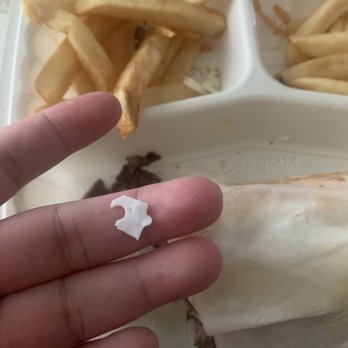 PapaFeta - Found this small, white, plastic thing in my Beef Shawarma. - Greek Near Me - Temecula, California