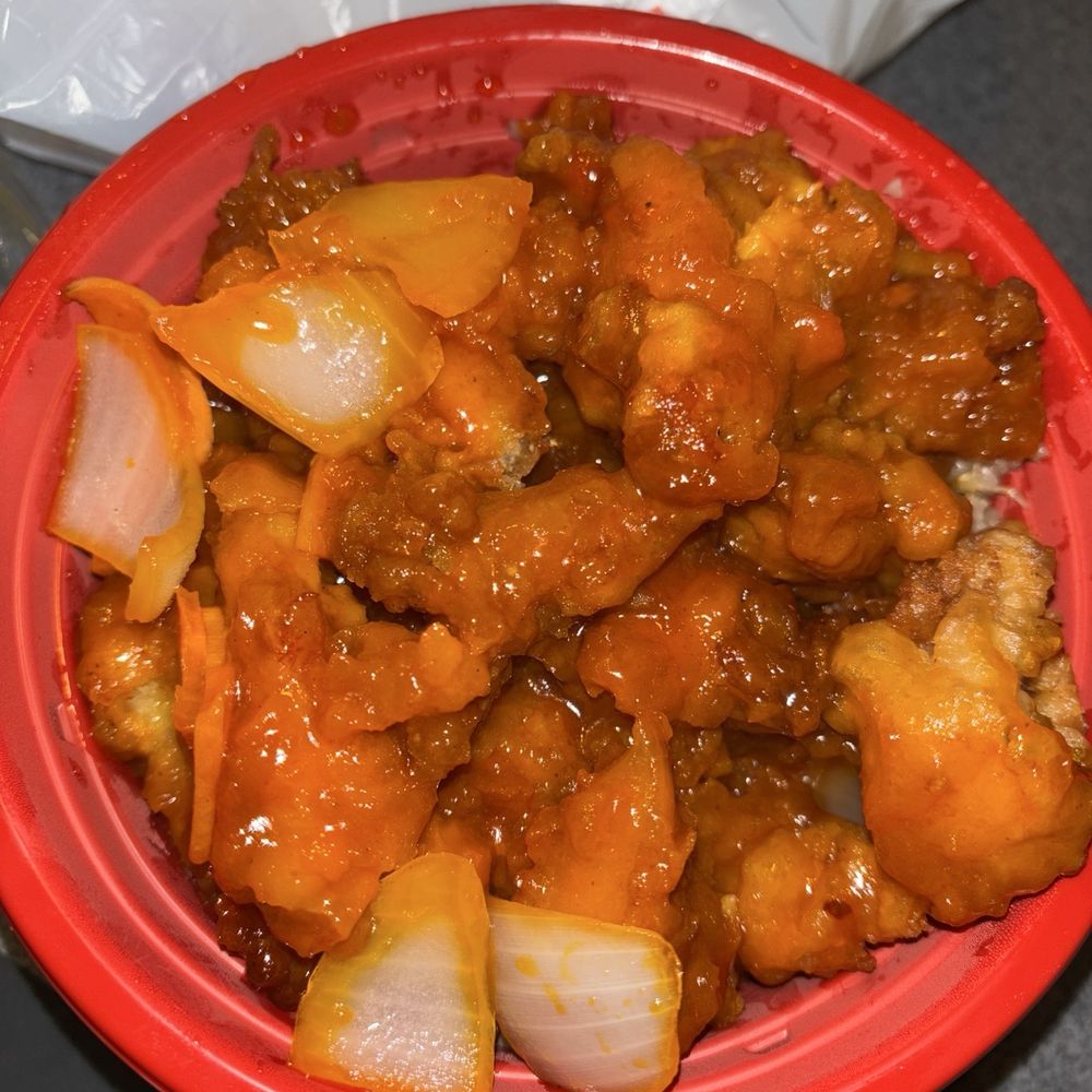 Orange chicken with fried rice Orange chicken with fried rice