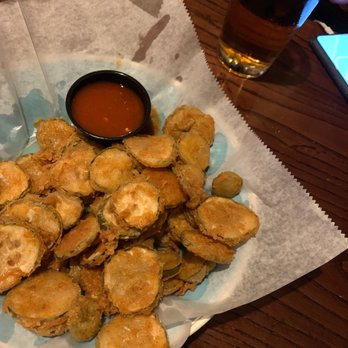 Cowboy Cafe - Fried dill pickles with TNT hot sauce - Burgers Near Me - Arlington, Virginia