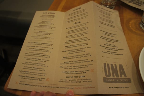 Menu photo 3 UNA Pizza + Wine - 17th Ave Calgary, AB Menu photo 3 UNA Pizza + Wine - 17th Ave Calgary, AB