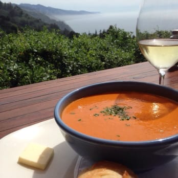 Nepenthe - Tomato soup with cheddar base. - New American Near Me - Big Sur, California
