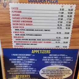 Pizza, Apps, & Desserts menu