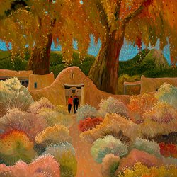 Ed Sandoval Gallery - "Autumn Chamisa of Taos" Oil on Canvas
