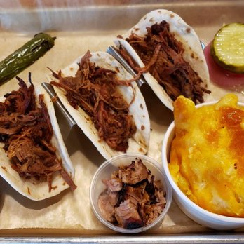 City Barbeque - Brisket tacos with jacked mac & cheese - Barbeque Near Me - Charlotte, North Carolina City Barbeque - Brisket tacos with jacked mac & cheese - Barbeque Near Me - Charlotte, North Carolina