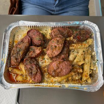 JS International Grill - Chicken and Sausage Creamy pasta - Caribbean Near Me - desoto, Texas JS International Grill - Chicken and Sausage Creamy pasta - Caribbean Near Me - desoto, Texas