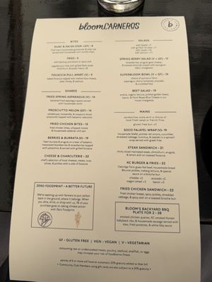 Menu photo 1 Bloom Carneros Sonoma, CA
