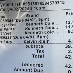Henries Cleaners - 1 suit is $42.   ‍