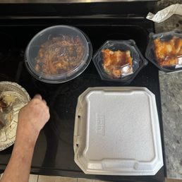 peach cobbler, watery Jambalaya and an overpriced burger and burnt dry hush puppies peach cobbler, watery Jambalaya and an overpriced burger and burnt dry hush puppies
