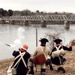 Washington Crossing Bridge - Musket demonstration for Washington's birthday celebration. Presidents' weekend 2019.