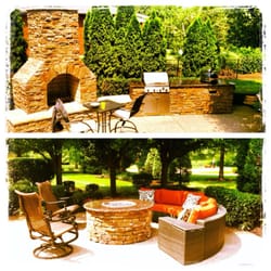 Waterstone Irrigation - Outdoor patio with a gas fire pit and gas fireplace, so you can enjoy almost all year around